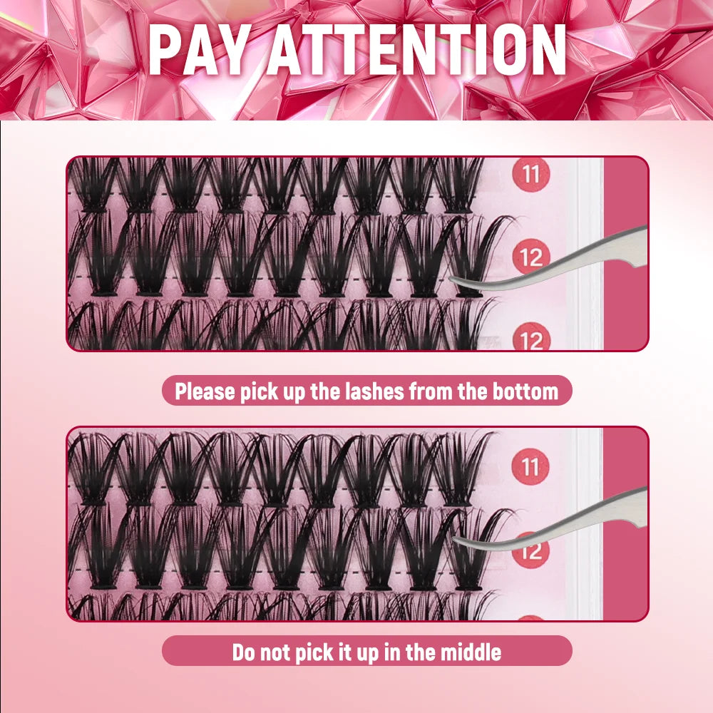 Fadvan DIY 280 Cluster Lashes Natural C/D Curl Individual Mink Eyelashes Makeup Supplies at home