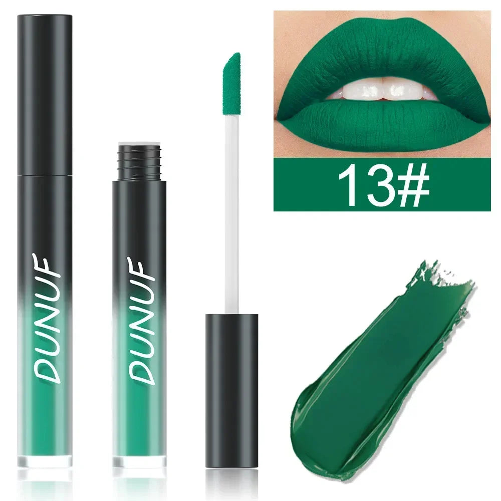 32 Color Lipstick Matte Lasting Lip Gloss Moisturizing Non-stick Cup Halloween Party Purple Blue Black Highly Pigments Lip Glaze