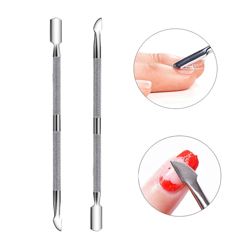 Double-ended Stainless Steel Cuticle Pusher Dead Skin Push Remover For Pedicure Manicure Nail Art Cleaner Care Tool Factory Sale