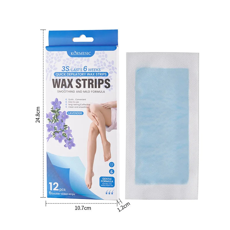 12 tablets/box Professional Hair Removal Wax Strips For Summer Depilation Double Sided Cold Wax Paper For Leg Body Useful