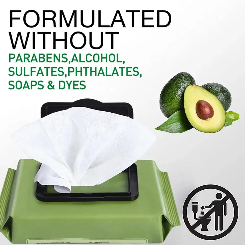 12-80Pcs Avocado Makeup Remover Wipes Mild Non-Irritating Makeup Remover Disposable Wet Wipes Makeup Remover Tools