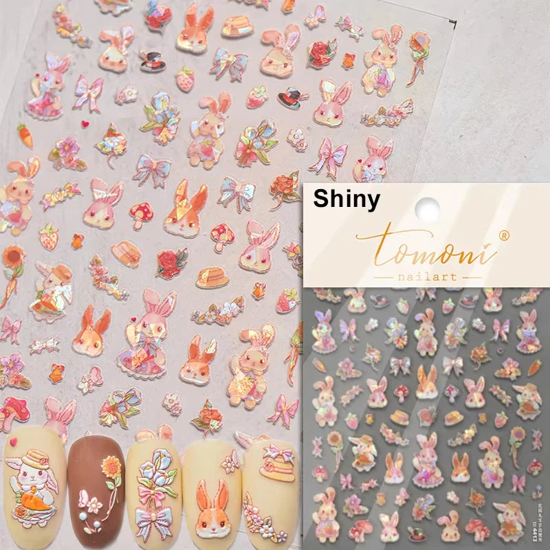1pcs 5D Embossed Chinese Bamboo Panda Design Nail Art Kawaii Stickers Self-adhesive Transfer Nail Decorations Slider Decals DIY