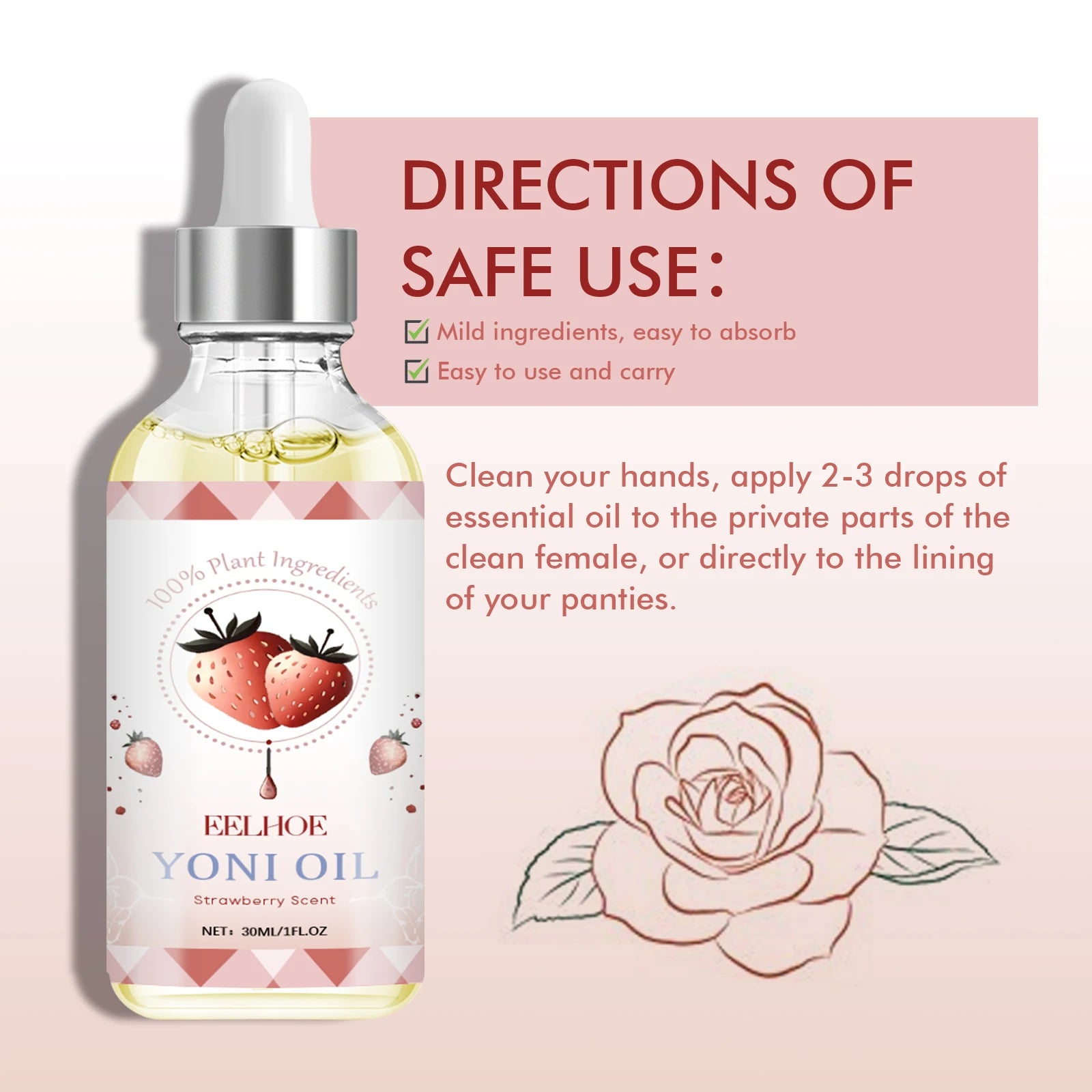 Women's Intimate Essential Oil - Eliminates Odor and Itchiness, Cleanses the Body, Firms Skin, Gentle Care Essential Oil