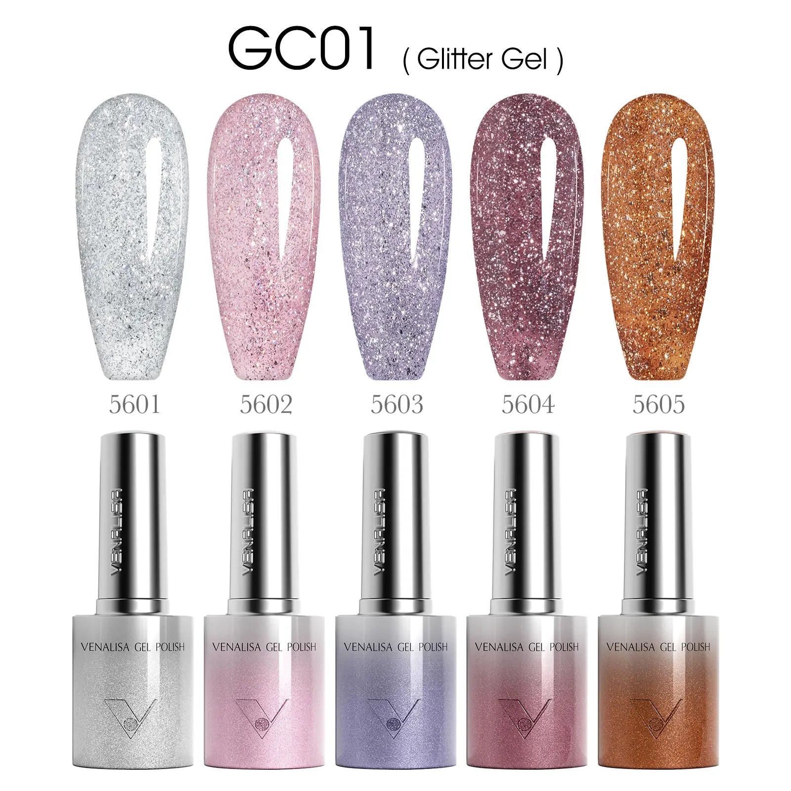 VENALISA 60 Colors TPO/HEMA FREE Glitter Gel Cat Eye Gel Nail Polish UV/LED Soak-Off Gel Polish Manicure DIY Nail Art Christmas