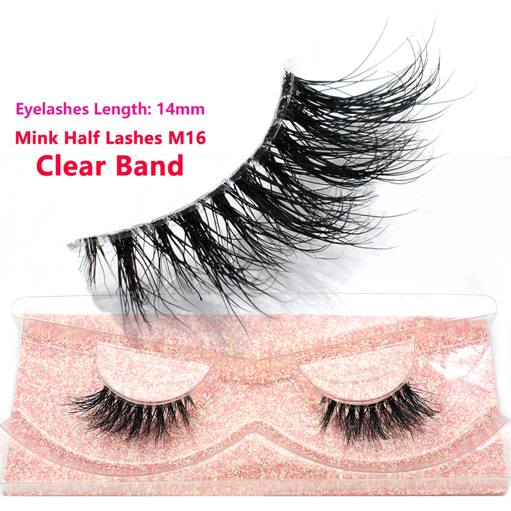 Half Lashes Short Mink Eyelashes Fluffy Soft False Eyelashes Wispy Cross Strip Eye Lashes Natural Mink Eyelash Extension Makeup