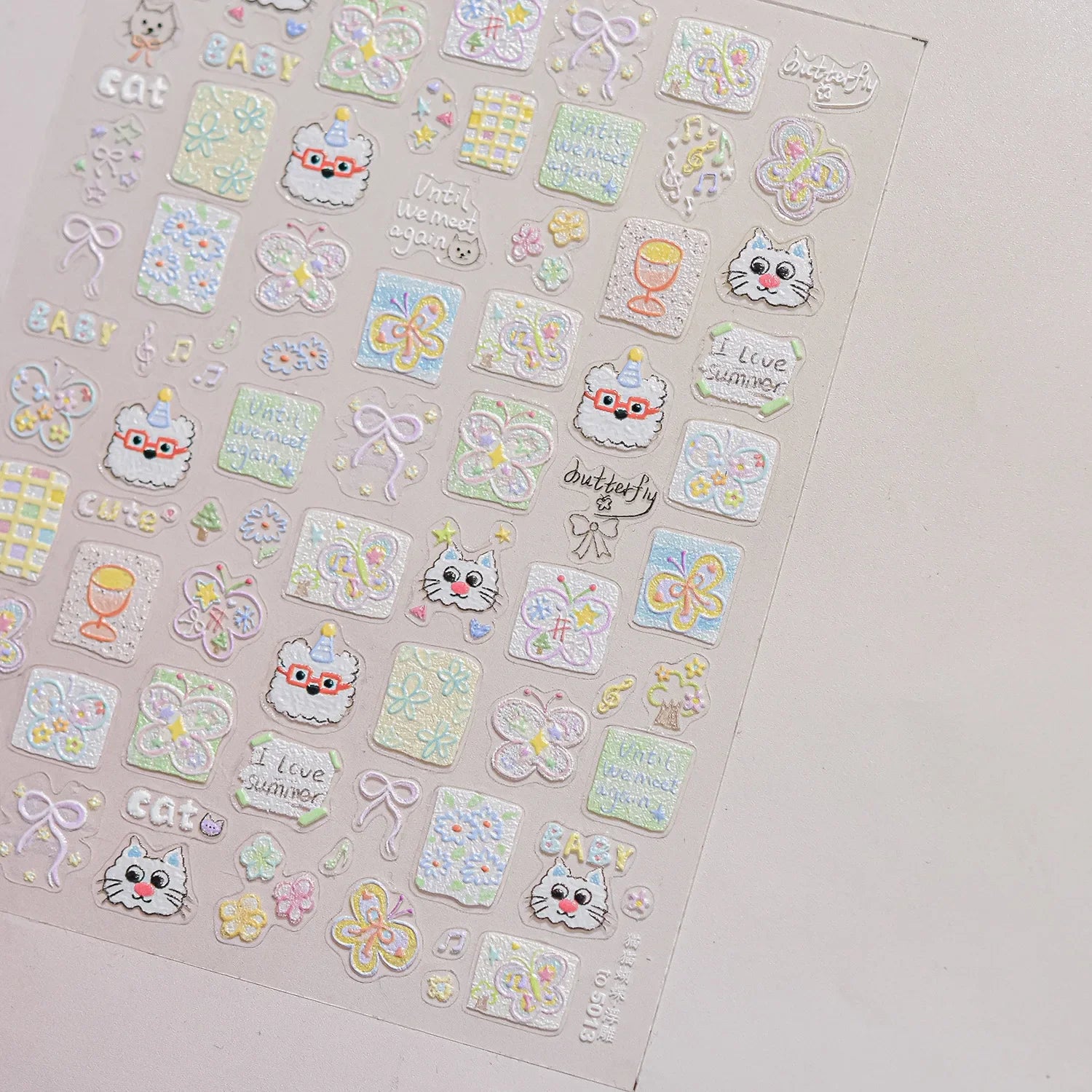 Colorful Balloon Cute Puppy Flower Cherry Bowknot Love Happy Dog Animal Self Adhesive Nail Art Sticker Decoration Manicure Decal