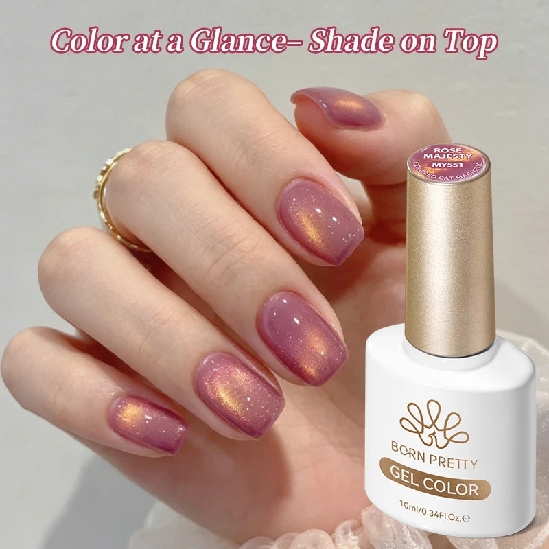 BORN PRETTY 10ml Scarlet Jade Colored Cat Magnetic Gel Nail Polish Rose Gold Light Soak Off UV Gel Nail Art Supplies
