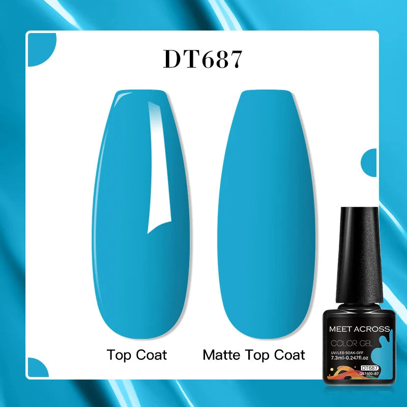 MEET ACROSS 7ml Red Blue Green Metallic Gel Nail Polish Super Bright Mirror Effect Semi Permanent LED UV Gel Nail Art Varnish