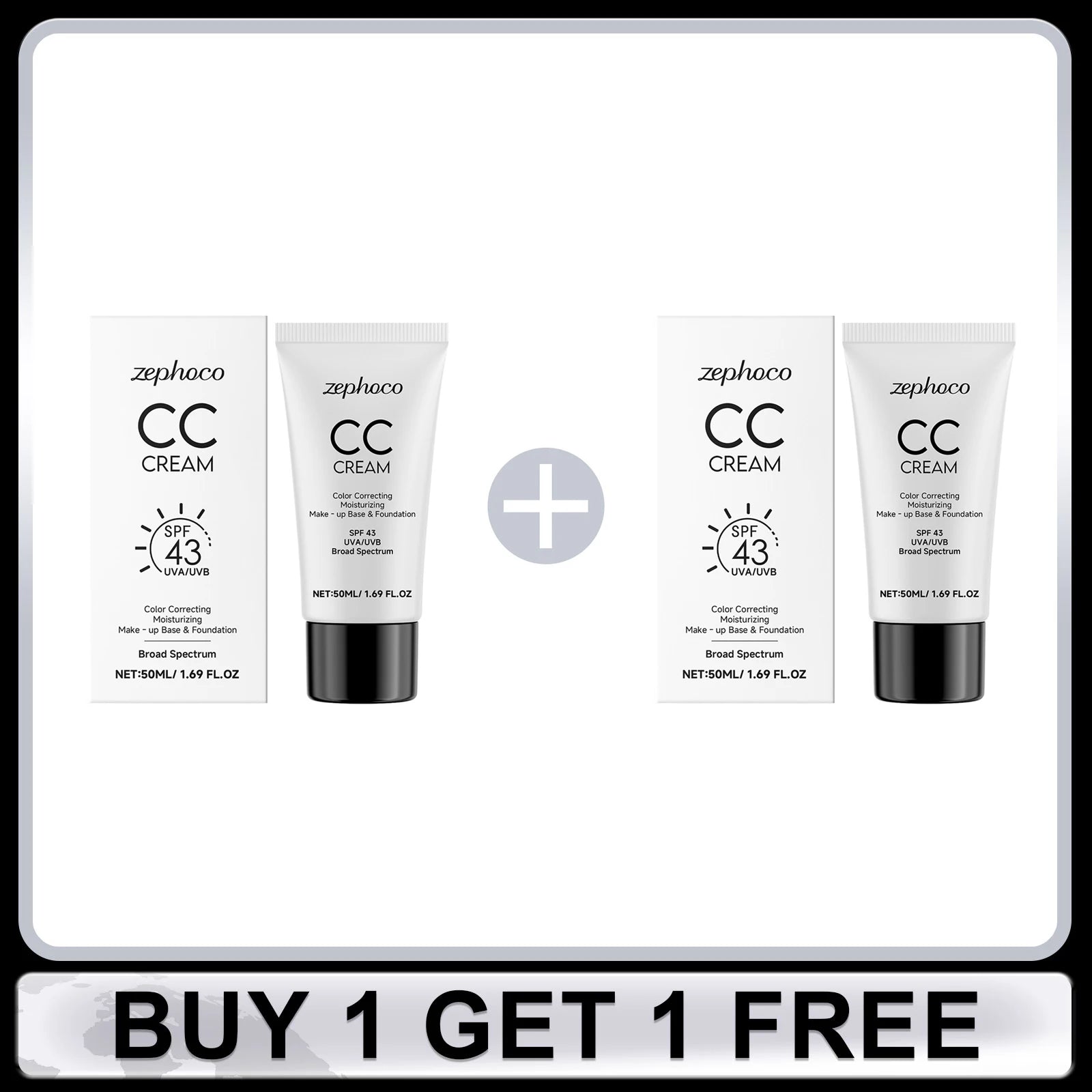 CC Cream Spf 43+ Anti UV Even Skin Tone Oil-Control Full Coverage Cover Blemishe Concealer Waterproof Liquid Foundation Cosmetic