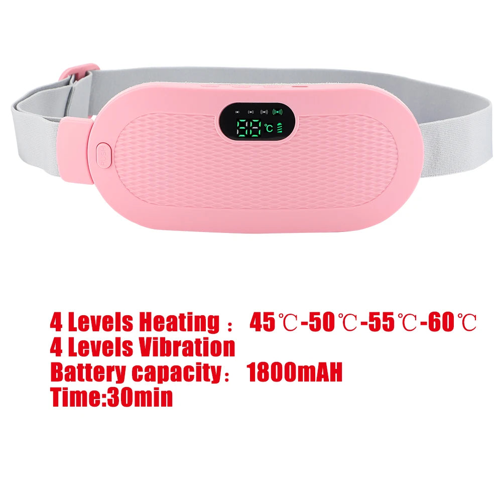 Women Menstrual Heating Pad Abdominal Warmer Belt Electric Waist Massager Vibration for Period Cramps Comfort Portable Gift