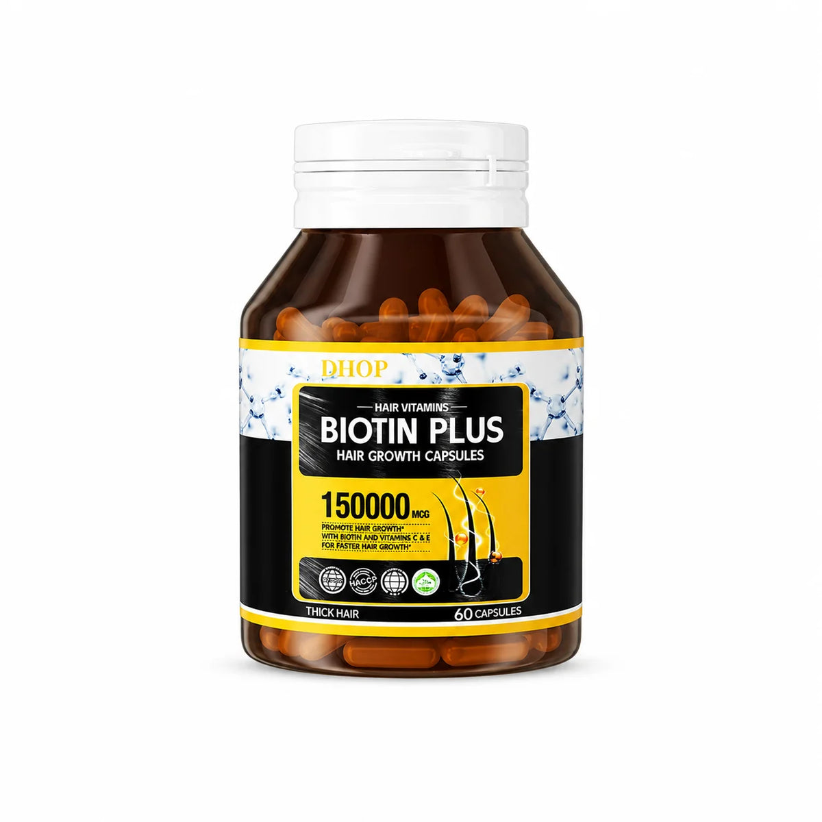 Hair Growth Capsules 60 Count Dietary Supplement Contain Biotin,inositol & Multiple Vitamins Promote Thicker and Healthier Hair