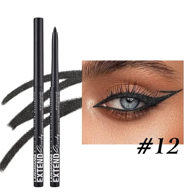 12-Color Fashion Eyeliner Pencil Smokey Punk Style Eye Liner Pen Long-lasting Waterproof Perform Stage Makeup Eyeshadow Stick