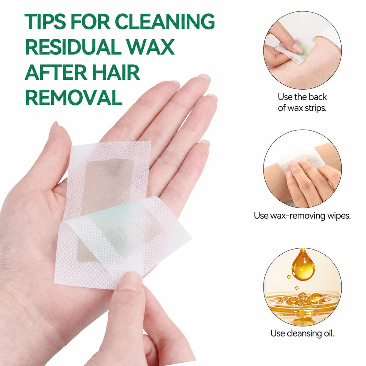 15Pcs Aloe Scent Disposable Hair Removal Wax Strips, Face & Body Depilatory Wax for Eyebrow Lip Armpit