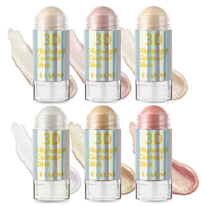 6 Colors 3D Face Contour & Bronzer Stick Palette – Smooth Cream Formula for Sculpted Definition, Natural Warm Glow & Flawless Blendable Finish