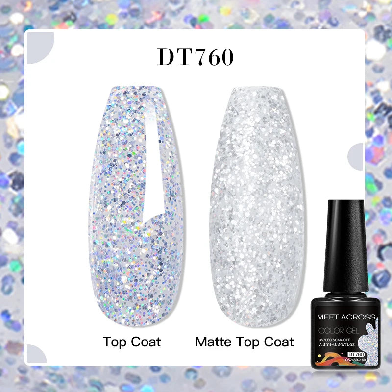 MEET ACROSS 7ml Red Blue Green Metallic Gel Nail Polish Super Bright Mirror Effect Semi Permanent LED UV Gel Nail Art Varnish