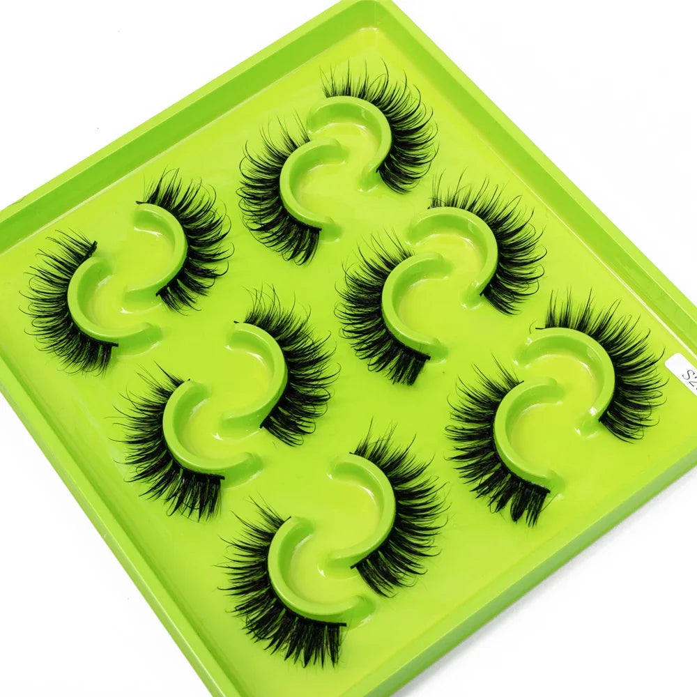 HBZGTLAD 6Pairs Female Cosplay Fake Eyelashes Korean Makeup New Style Wet Spikes 3d Eyelash Bulk Wholesale Manga Lashes