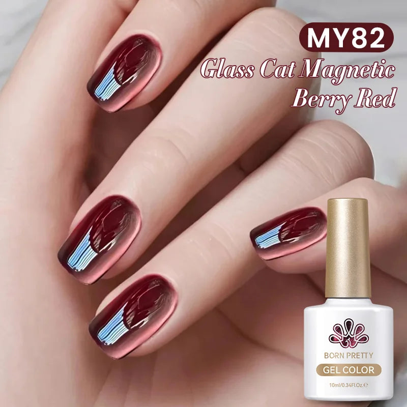 BORN PRETTY 10ml Rose Gold Cat Magnetic Gel Polish Pink Orange Soak Off UV LED Varnis Semi Permanent for Nail Art Design at Home
