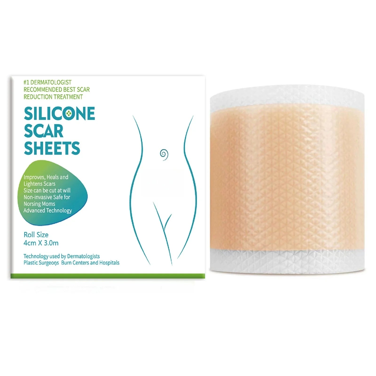 4CM X 3M Silicone Scar Sheets Self-Adhesive Stretch Mark Tape Scar Cover Patch Reusable and Effective Skin Care Strips