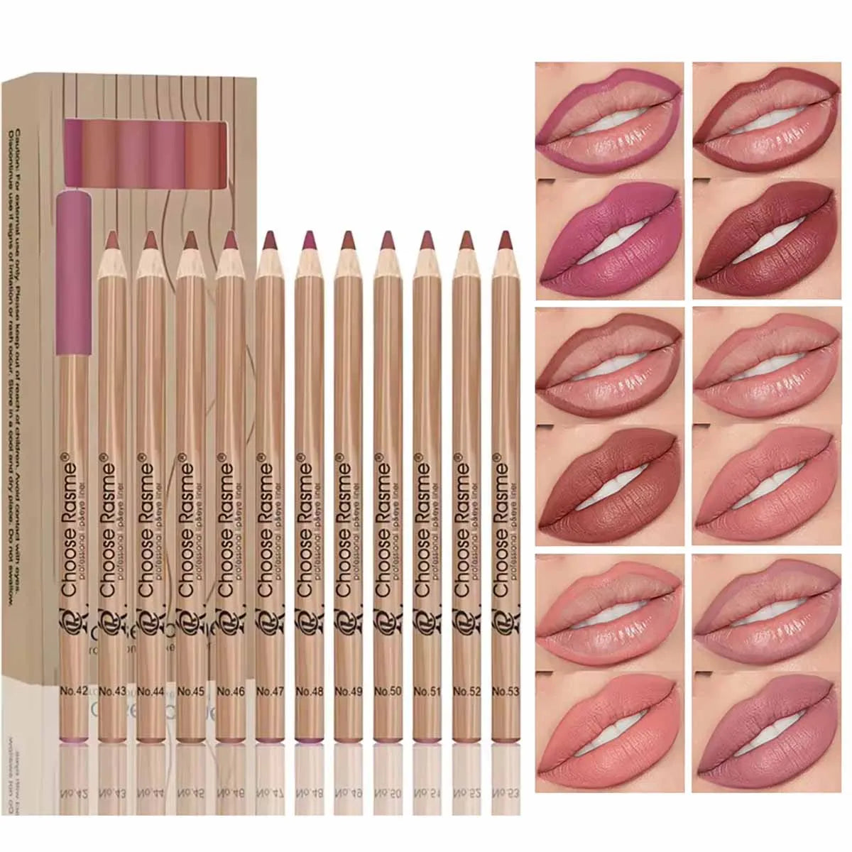 12 Color Nude Matte Lipstick Pencil Long-lasting Waterproof Lip Pencil High Pigmented Lip Liner Lip Makeup Tool