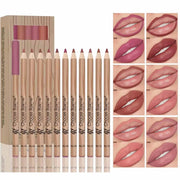 12 Color Nude Matte Lipstick Pencil Long-lasting Waterproof Lip Pencil High Pigmented Lip Liner Lip Makeup Tool