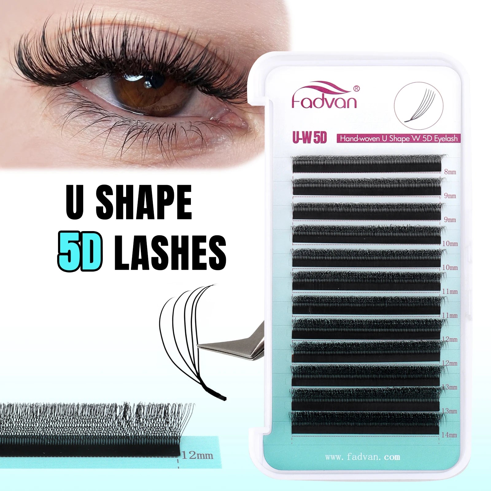 FADVAN U Shape 3D/4D/5D/YY Eyelashes Extension Light Soft Waterproof Fake Lashes Premade Volume Natural Wispy False Lash
