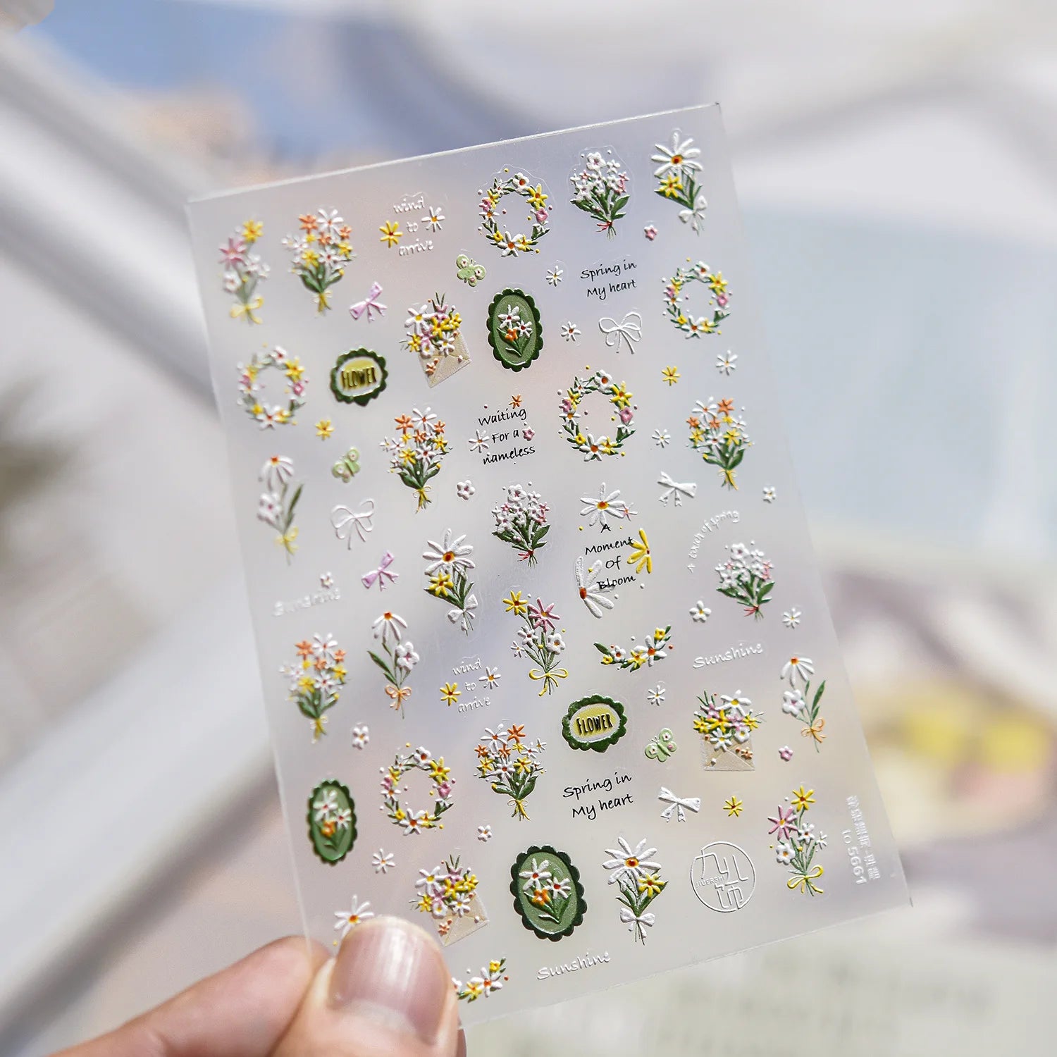 Cherry Blossom Nail Art Stickers 5D Embossed Nail Stickers Spring Self Adhesive Nail Decorations Stickers Decals Manicure Tools