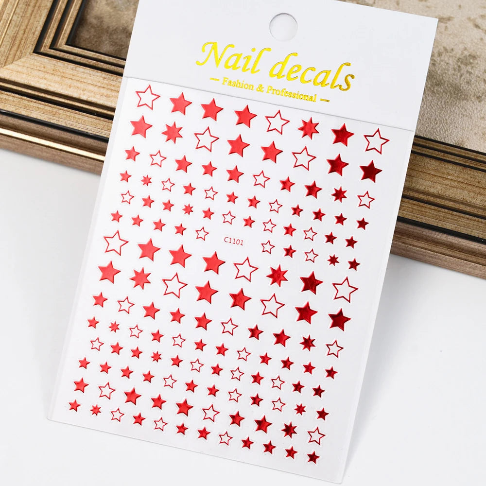 1pcs Star-Themed Nail Art Stickers 3D Self-Adhesive Plastic Decals With Glitter Finish Anime Rectangle Shape Ideal For DIY Nails