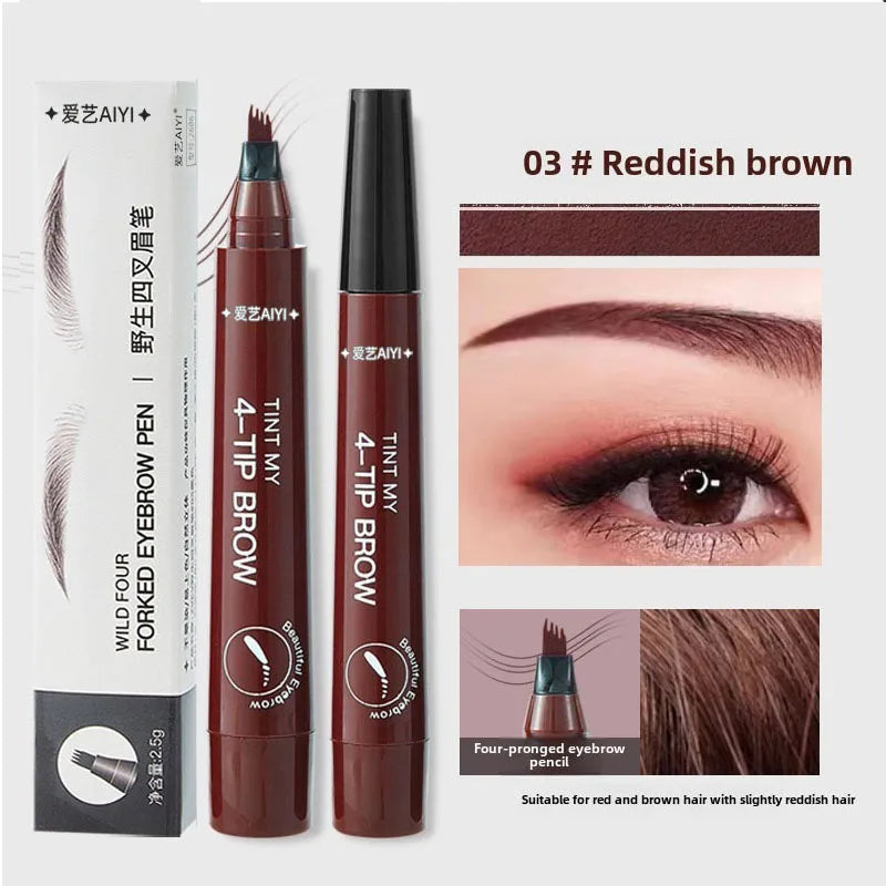 AIYI 4-Prong Eyebrow Pencil Waterproof Microblading Long Lasting Natural Smudge Proof Brow Pen