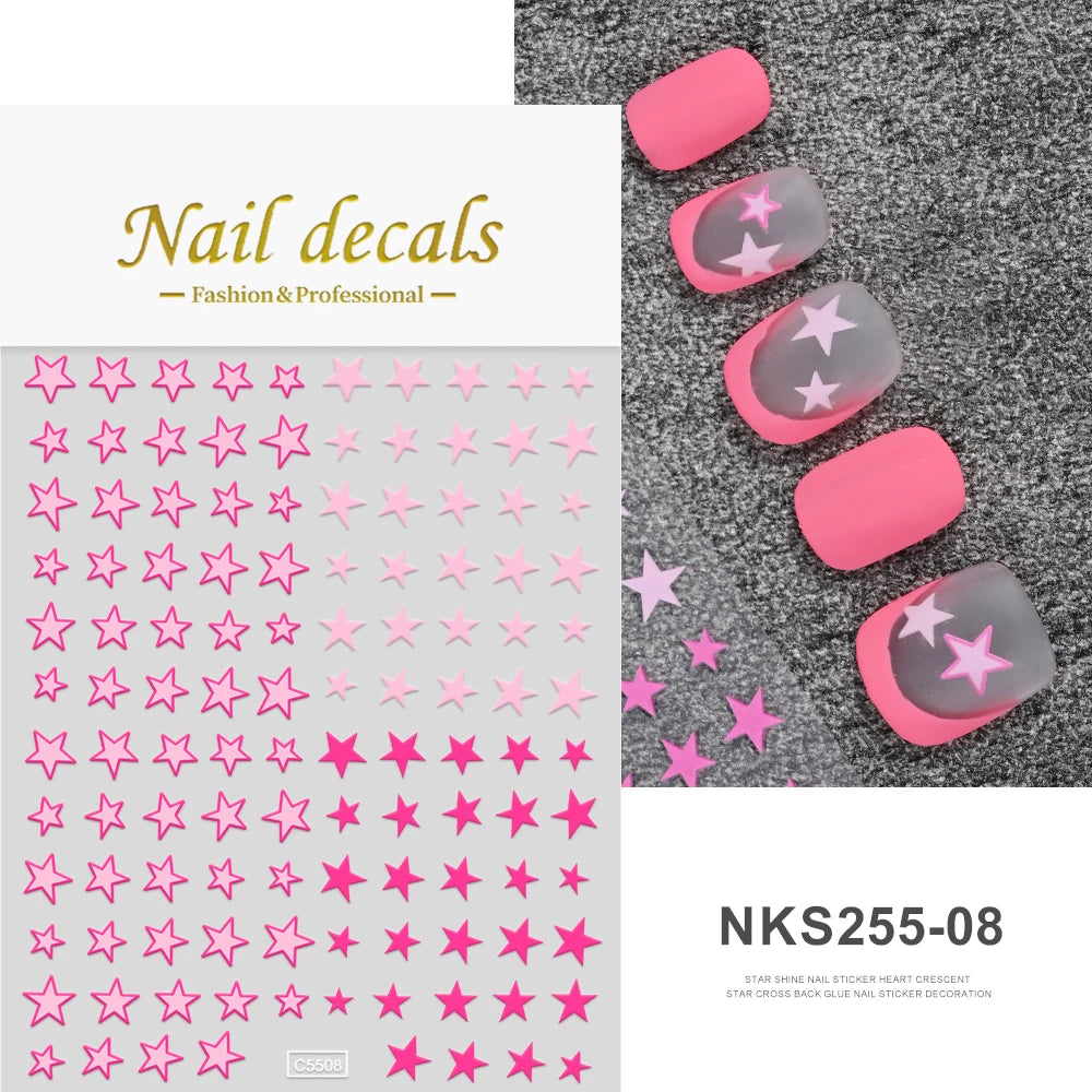 1pcs Star-Themed Nail Art Stickers 3D Self-Adhesive Plastic Decals With Glitter Finish Anime Rectangle Shape Ideal For DIY Nails