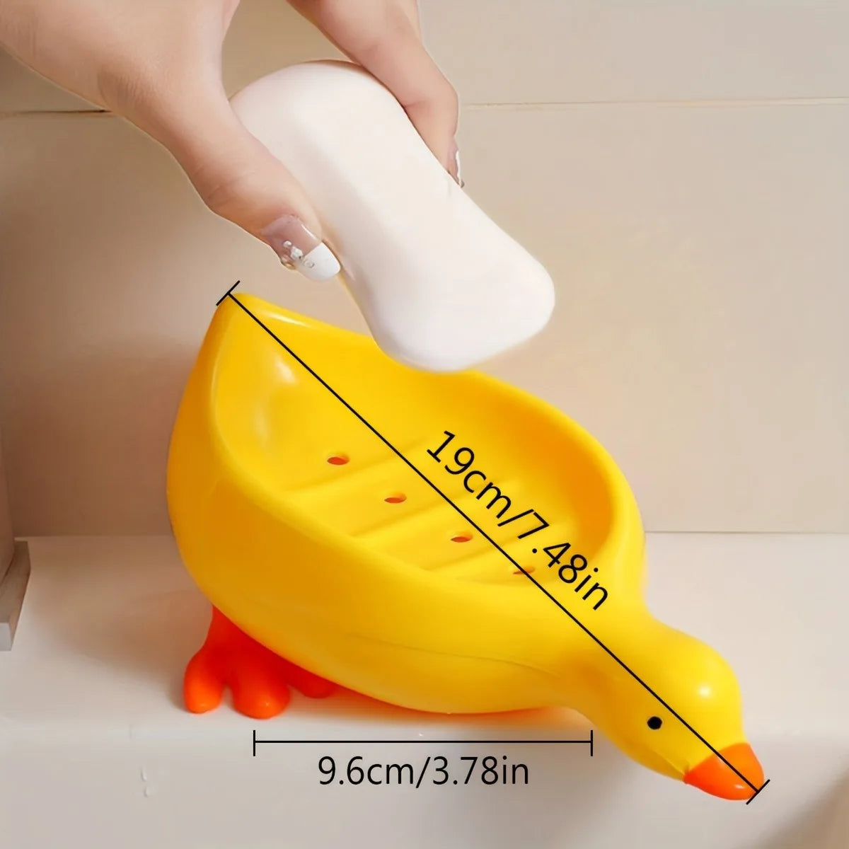 Duck Soap Dish - Cute Self Draining Soap Holder with Tray, Bathroom Decor Organizer for Sink Countertop | Novelty Gift Idea