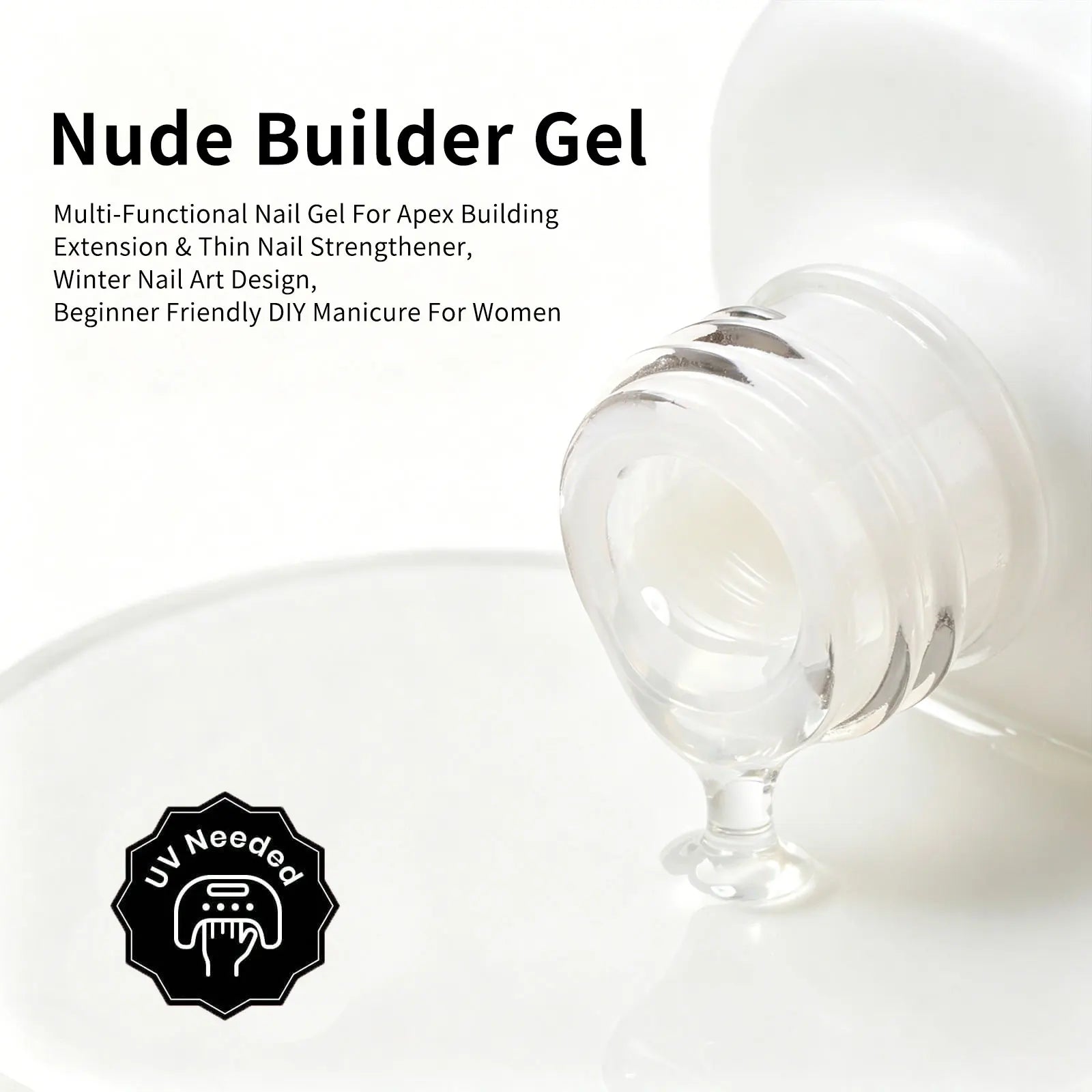 15ML 8 In 1 Nude Builder Gel for Apex Building Extension & Thin Nail Strengthener, UV LED Lamp Required