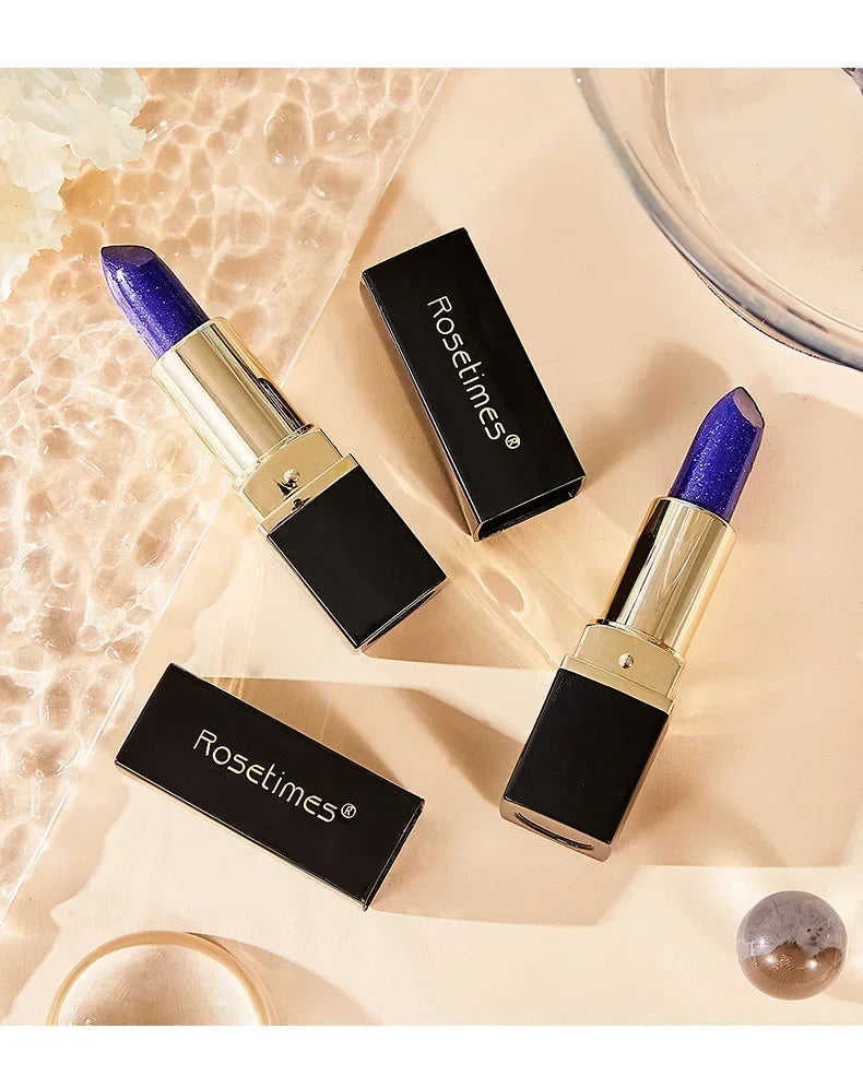 Color Changing Blue Rose Lipstick - Mood Lip Balm Long Lasting Non-Transfer Kiss Proof Lip Makeup