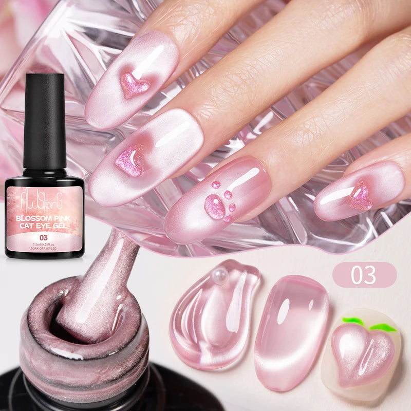 AWStorG Intense Rainbow Cat Eye Gel 5ml Holographic Laser Magnetic Nail Gel Soak Off UV LED Gel Polish Shiny Rainbow Manicur