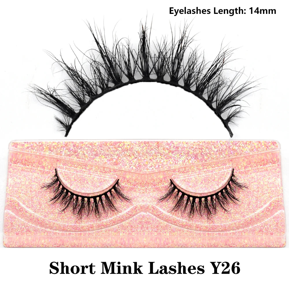 FOXESJI Real Mink Fluffy Short Eye Lashes Extension Wispy Soft Natural Short False Eyelashes Daily Wear Full Strip Lashes Makeup