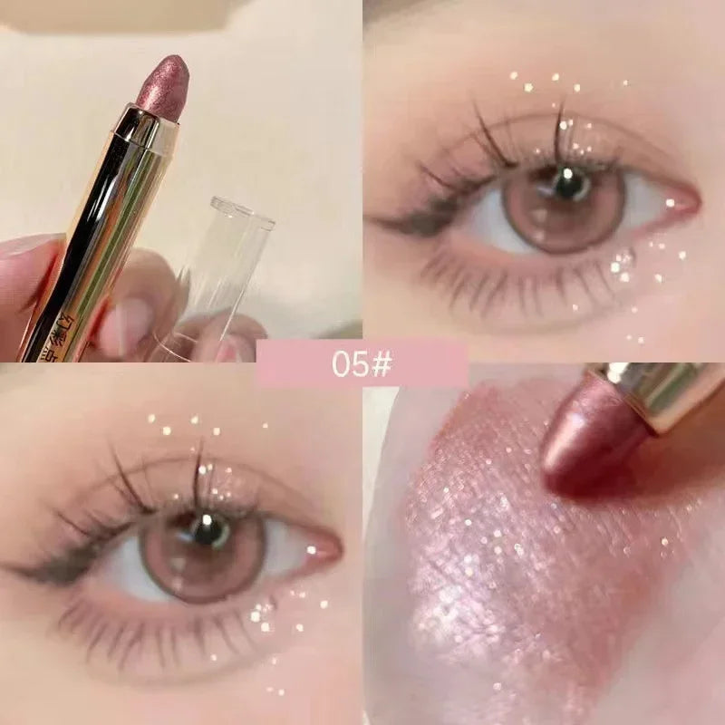 Double-ended Glitter Eye Shadow Stick Waterproof Pearlescent Champagne Gold Eyeshadow Pallete Pen Shimmer Cosmetics Makeup Tool