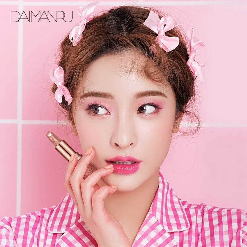 Glitter Matte Temperature Change Lipstick Waterproof Long Lasting Diamonds Lipsticks Non Stick Red Pink Lip Tint Makeup Cosmetic