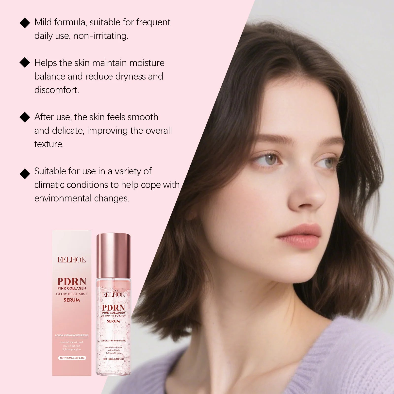 Jelly Mist Serum Collagen Brightening Essence Spray Facial Moisturizing Soothing Delicate Skin Improve Drying Skin Care
