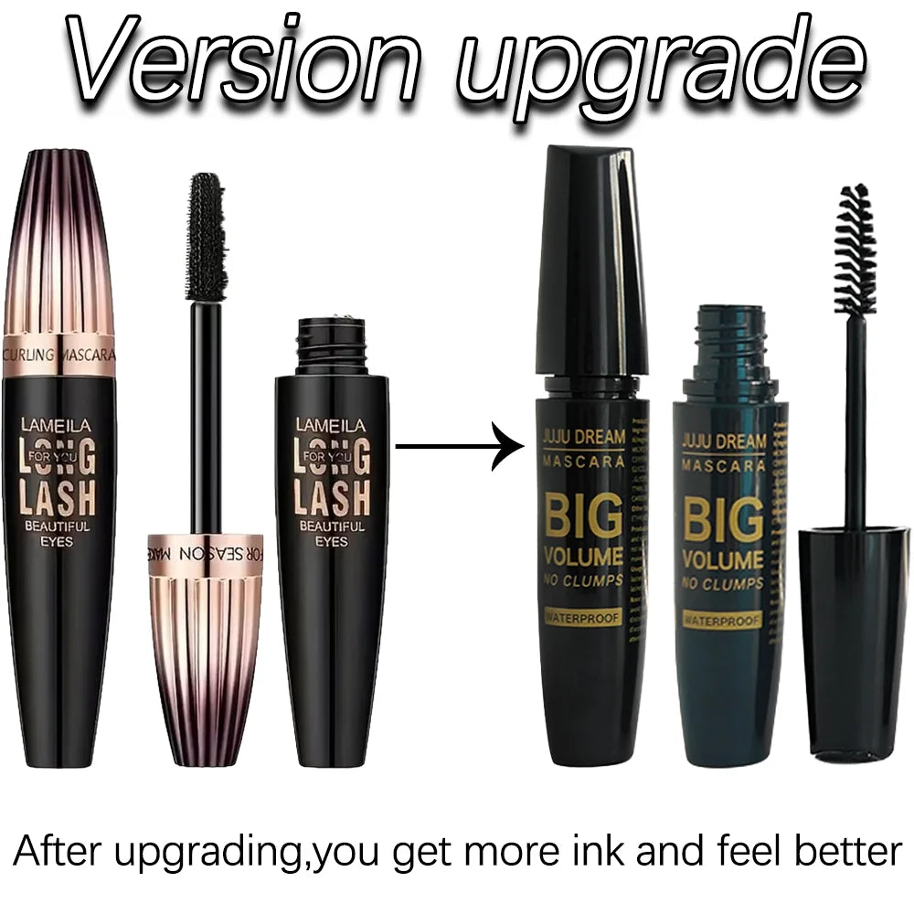 Black Mascara Thickening - Long-Lasting, Volumizing , Fiber Formula with 360° Spiral Brush Waterproof Liquid Fiber Mascara