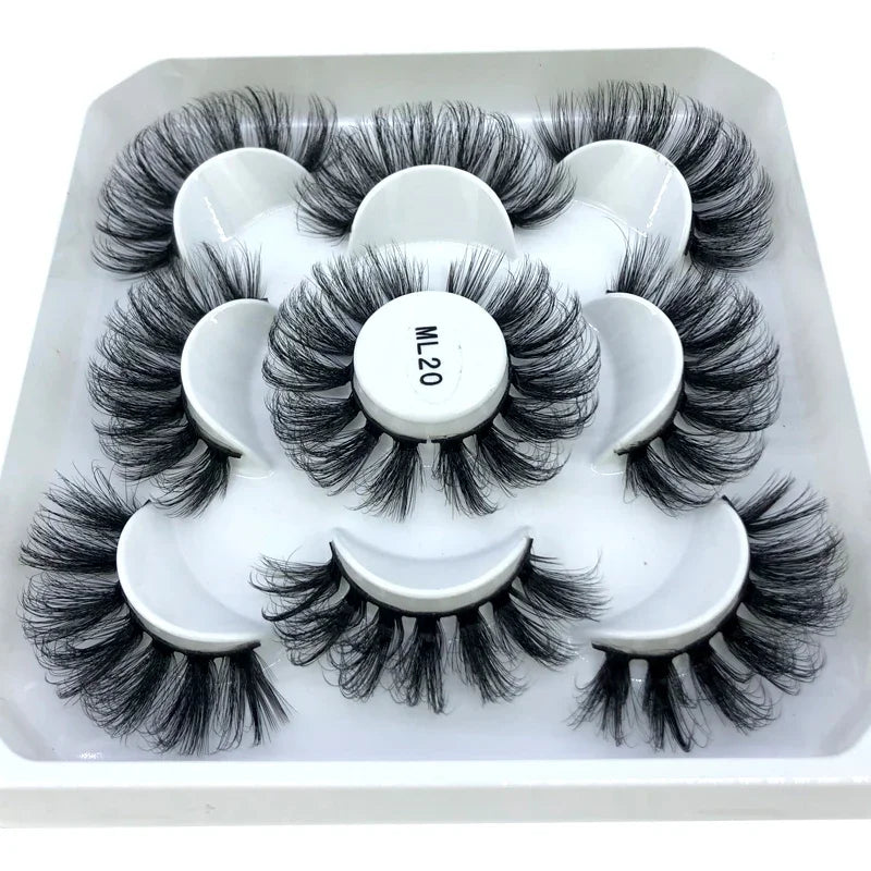 New 5 pairs of handmade mink eyelashes fake eyelashes natural nude makeup simulated cross messy eyes 3D curly eyelashes