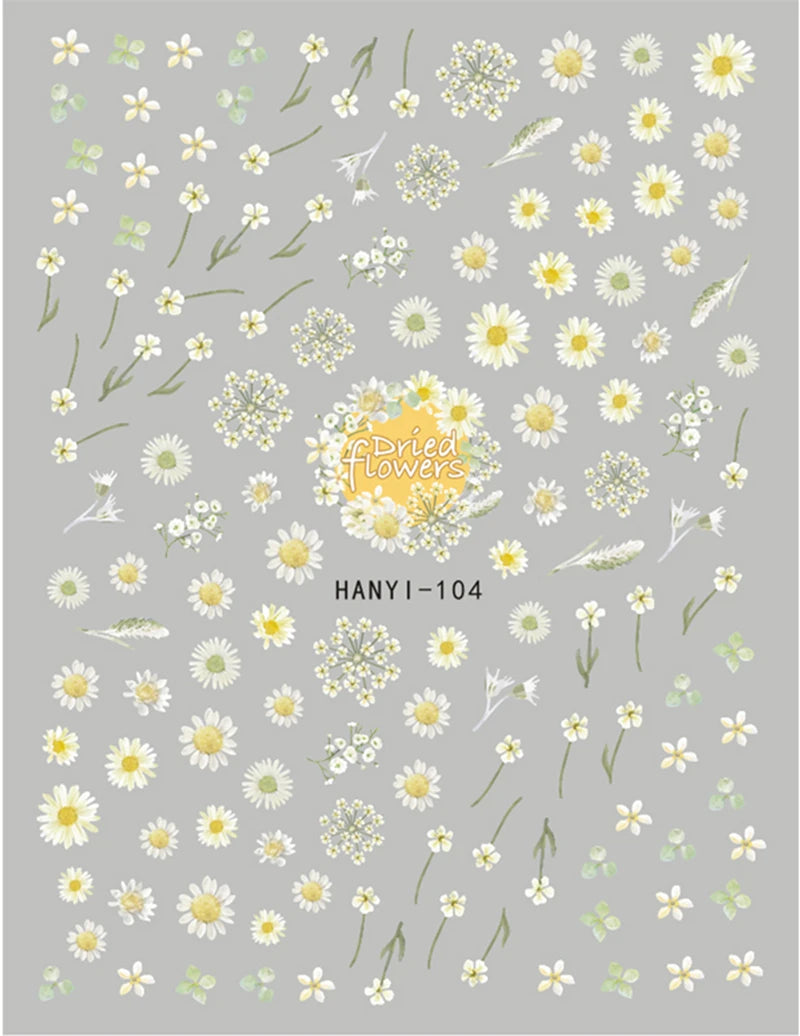 3d Nail Art Decals Geometric Lines Daisy Sunflowers Letters Adhesive Sliders Nail Stickers Decoration For Manicure