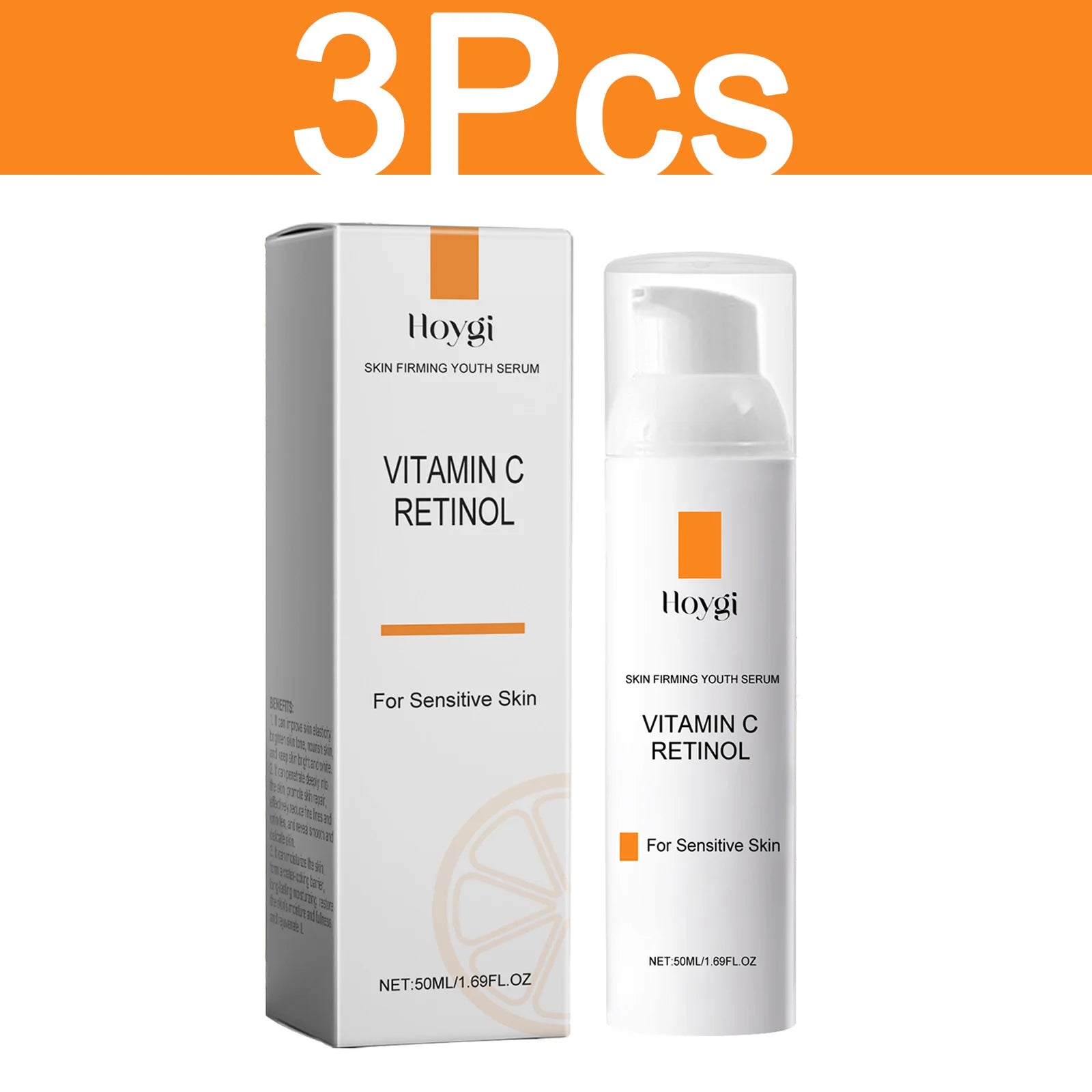 HOYGI Vitamin C Retinol Serum Shrink Pores Fade Fine Line Improve Dark Spot Skin Brightening Moisturizing Smooth Daily Care 50ml