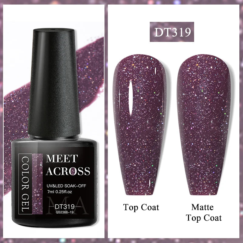 MEET ACROSS 7ml 36Colors Glitter Thermal Gel Nail Polish 3 Colors Changing Soak Off Gel Winter Semi Permanant Nail Art Varnish