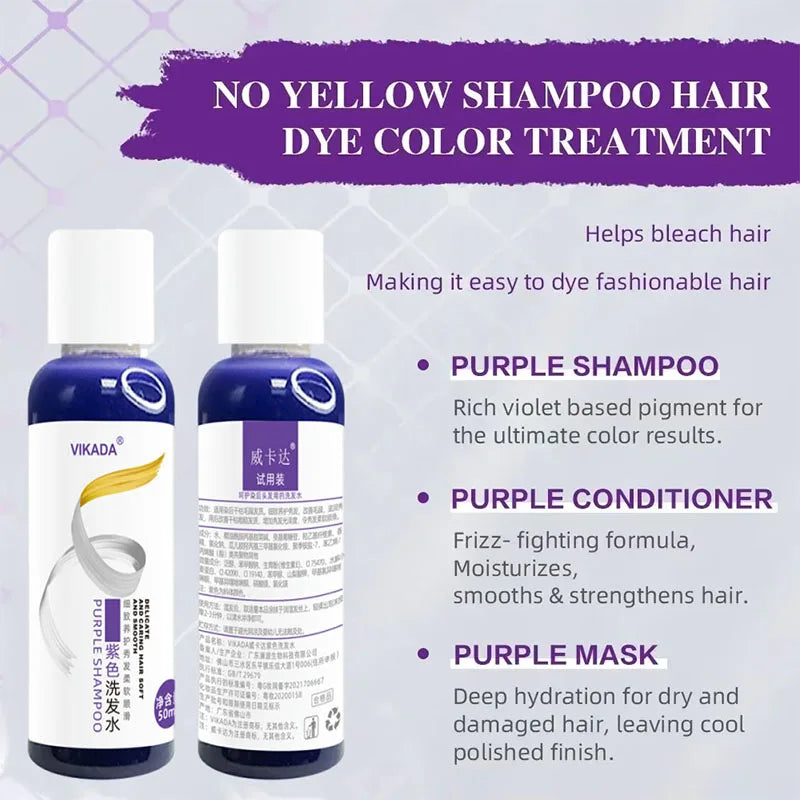 Purple Hair Dye Shampoo for Blonde to Cover Gray Non-irritating Hair Fading Yellow After Bleach Hair Shampoo Gray Hair Remedy