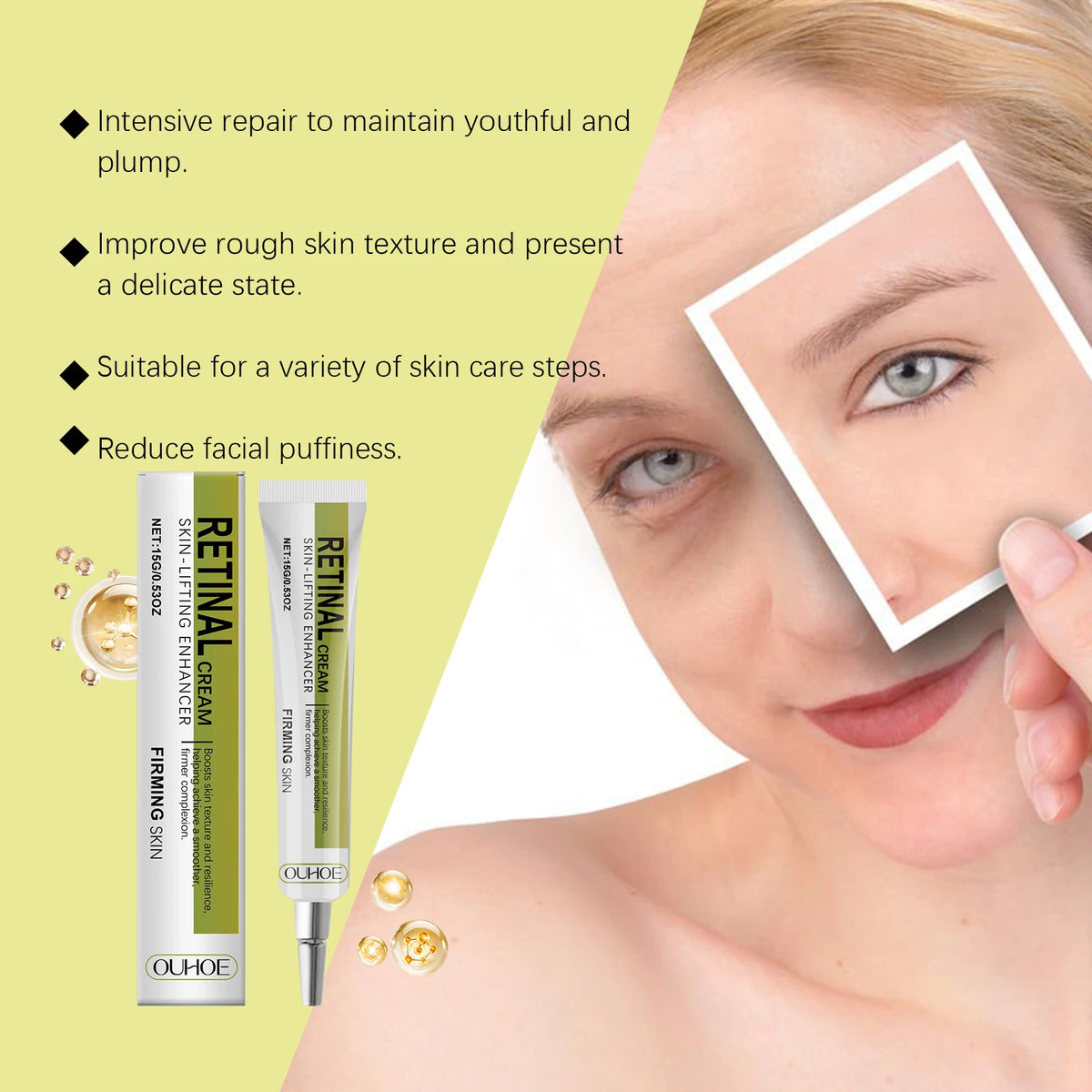 Korean Skincare Retinol Cream Brightening Firming Moisturizing Face Neck Day Night Lightweight Fast Absorbing Skin Care