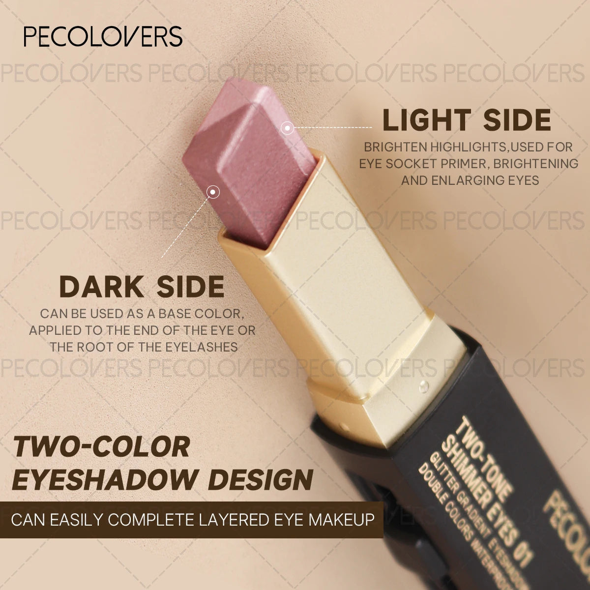 Two Shades Glitter Eyeshadow Stick, High Pigmentation & 6 Color Option & Gradient Smudge, Easy To Use, Portable & Lightweight