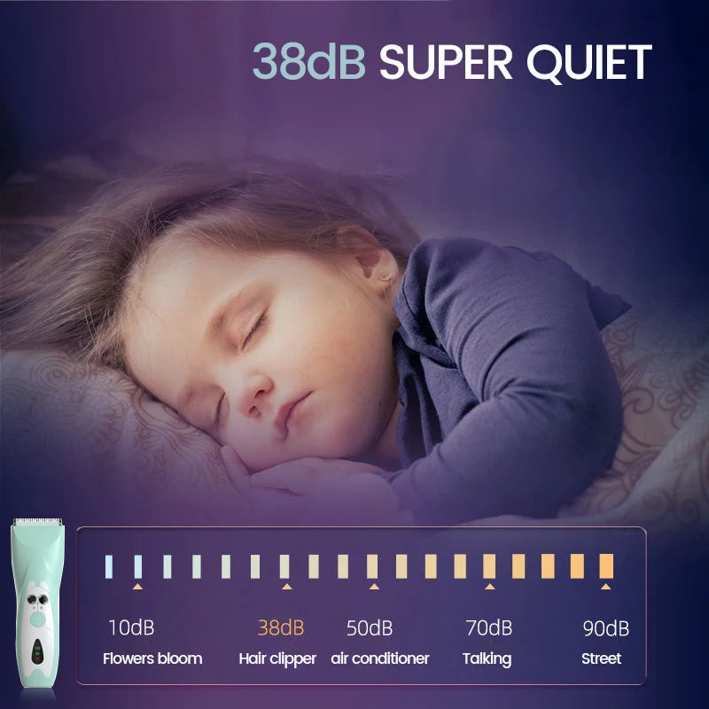 Baby Hair Clipper Quiet Electric Rechargeable Kids Trimmer for Children Grooming Shaver Haircut Machine Ceramic Blade Waterproof