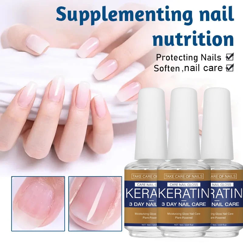 3 Days Nail Care Oil Keratin Amino Acid Formula Fast Dry 90s Salon Shine No Chip Deep Moisture Nail Strengthener,15ml