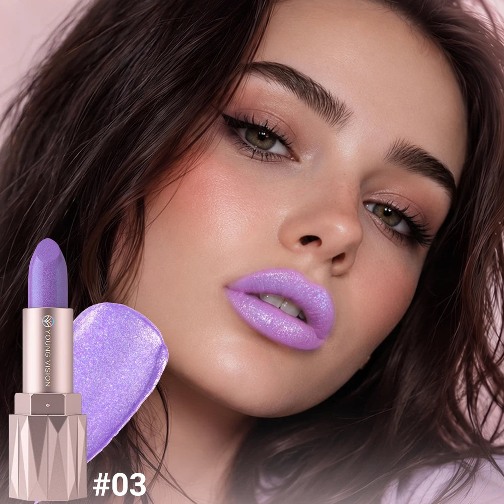 LANGMANNI 10 Colors Slant Mouth Pearlescent Swivel Slant Mouth Design Lipstick Single Pack Lipstick Lasting Color Lip Gloss