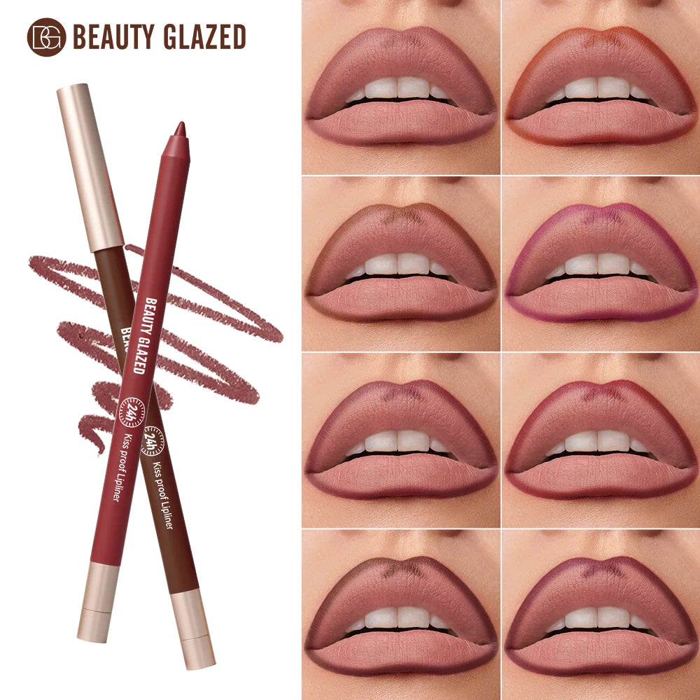 8 Colors Artist Palette Matte Velvet Lip Liner Pencil | Long-Lasting Waterproof, Non-Sticky Matte Finish, Precise Tip for Sharp