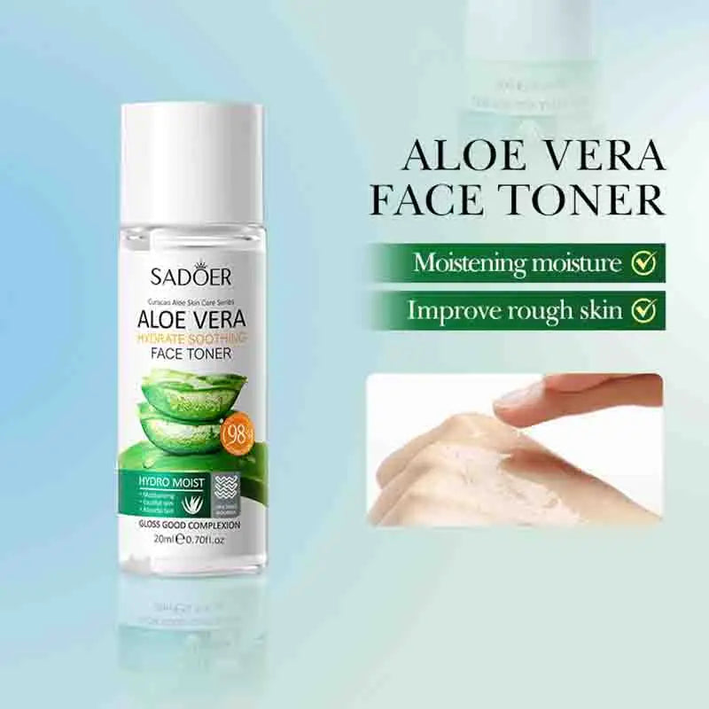 3pcs SADOER Aloe Vera Skin Care Sets Face Wash Facial Cleanser Aloe Gel Toner Face Cream Moisturizing Anti-aging Skin Care Kit